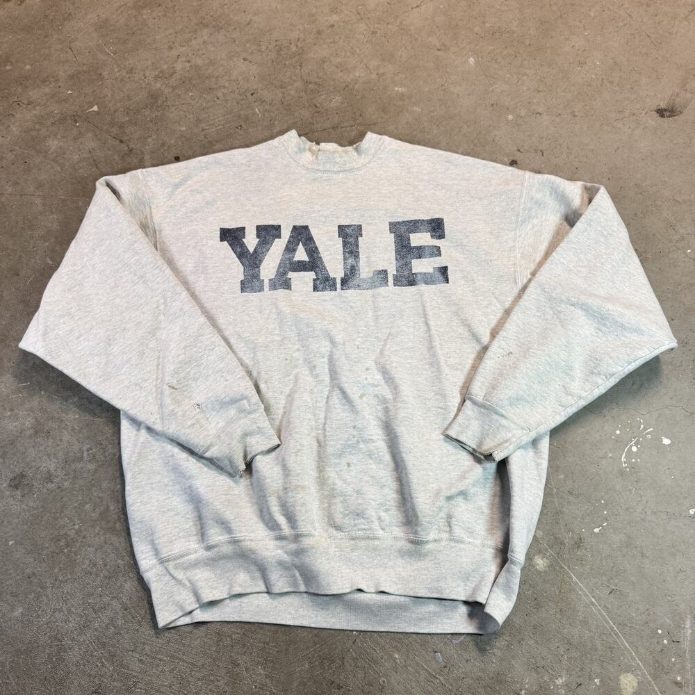 VTG 90s Yale University Gray Sweatshirt Spellout Mens XL Made In USA